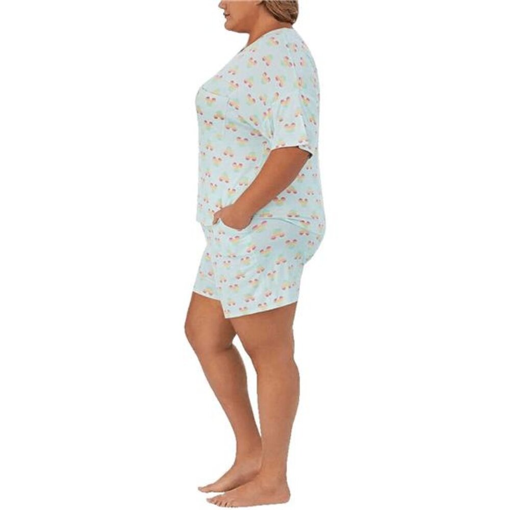 Disney Womens Short Pajama Set with Pockets (Light Green/Pink, Large) - Picture 7 of 7